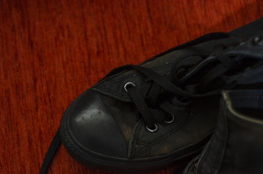 Ragged Black Stylish Shoes, Vintage Black Stylish Shoes