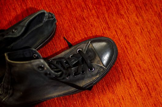 Ragged Black Stylish Shoes, Vintage Black Stylish Shoes