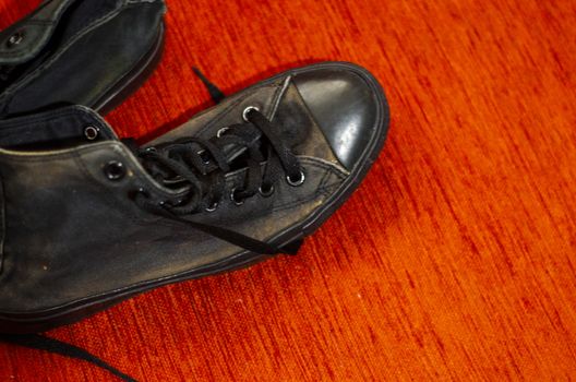 Ragged Black Stylish Shoes, Vintage Black Stylish Shoes