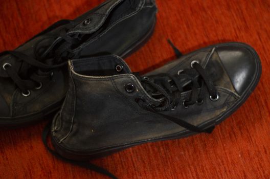 Ragged Black Stylish Shoes, Vintage Black Stylish Shoes