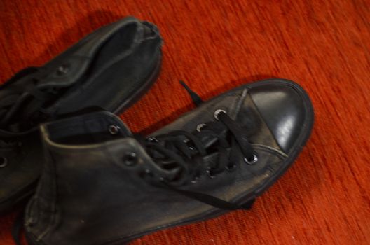 Ragged Black Stylish Shoes, Vintage Black Stylish Shoes