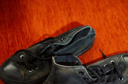 Ragged Black Stylish Shoes, Vintage Black Stylish Shoes