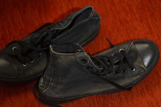 Ragged Black Stylish Shoes, Vintage Black Stylish Shoes