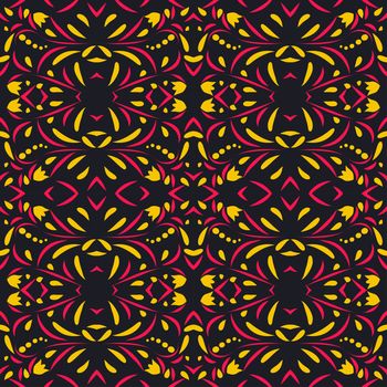 Bright vector seamless pattern of floral elements in Russian style.