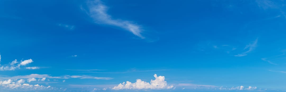 Soft white clouds against blue sky ,Panoramic fluffy clouds in the blue sky