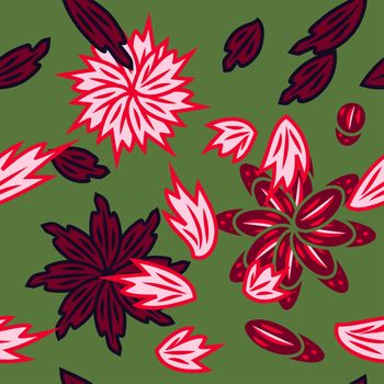 Vector seamless texture with abstract flowers. Endless background. Ethnic seamless pattern. Vector backdrop. Bright pattern. Summer template. Use for wallpaper,pattern fills, web page background