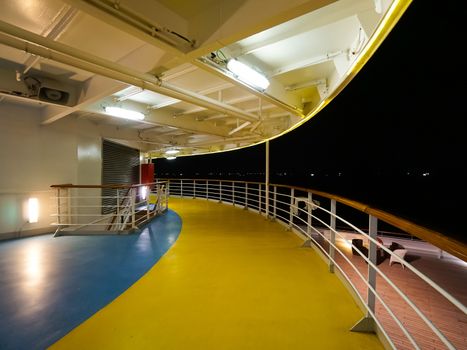 Cruise Ship Upper deck in the night time. 