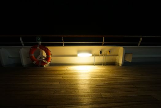 Cruise Ship Upper deck in the night time. 