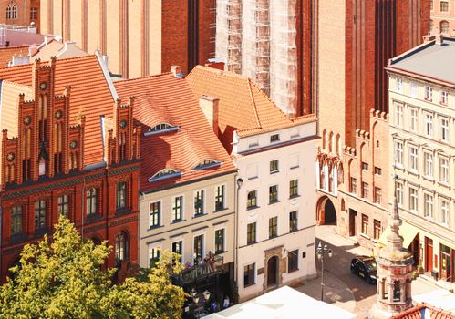 Historical buildings in the Old Town in Torun, Poland, tourism and travel