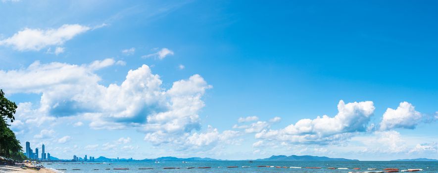 Aerial panoramic view of Pattaya beach Thailand in summer landscape