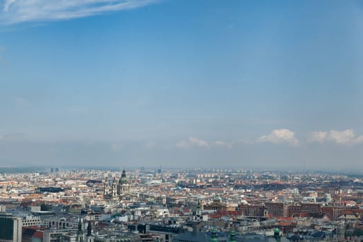 Budapest, Hungary - 6 May 2017: Budapest skyline seen from Citadella kilato