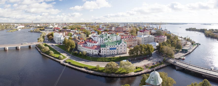 View of the Old City from the observation deck of the Vyborg Castle (St.Olav Tower).
