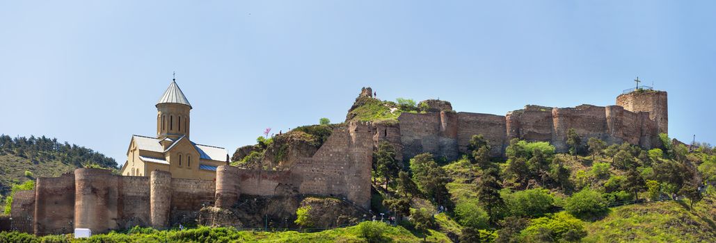 Panerama view of Saint Nicholas Church in Narikala fortress. Famous landmark in Tbilisi, capital of Georgia country.