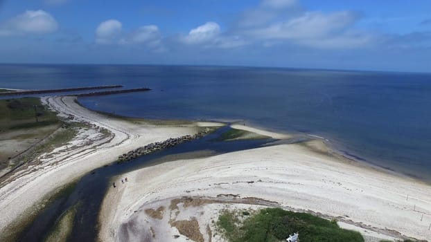 Aerial View of Coastal Shoreline on North Shore of Long Island on a Summer Day as Seen by a Drone