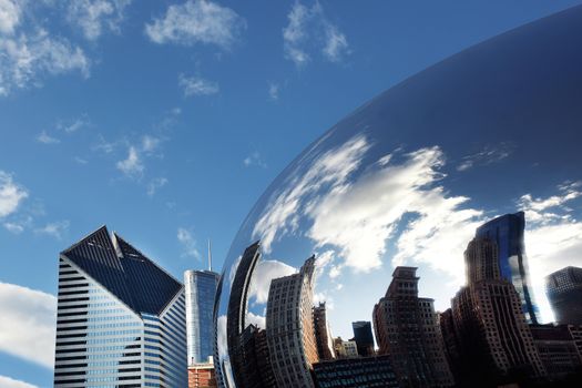 Cloud Gate Chicago with reflection of buildings