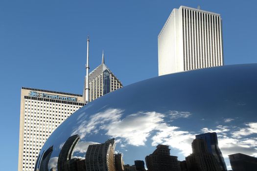 Cloud Gate Chicago with reflection of buildings
