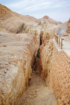 Rocks of oasis Chebika, famous landmark in Sahara desert. Tunisia.