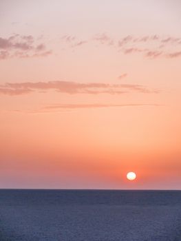 Sunrise in Sahara desert. Amazing dawn at salt lake. Tunisia.