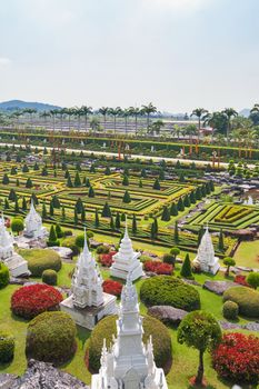 Nong Nooch Tropical Garden in Pattaya, Thailand. Landscape view of formal garden.