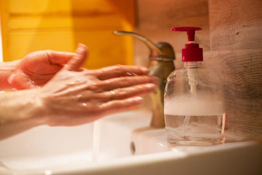 Hand wash with soap, cleanliness and hygiene