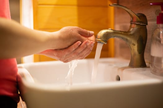 Hand wash with soap, cleanliness and hygiene