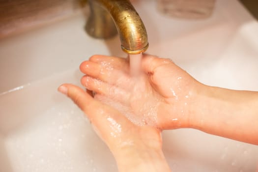 Hand wash with soap, cleanliness and hygiene