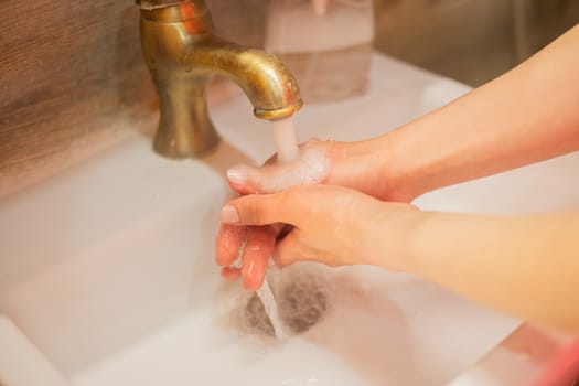 Hand wash with soap, cleanliness and hygiene