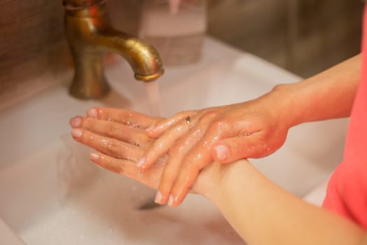 Hand wash with soap, cleanliness and hygiene