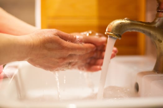 Hand wash with soap, cleanliness and hygiene