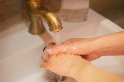 Hand wash with soap, cleanliness and hygiene