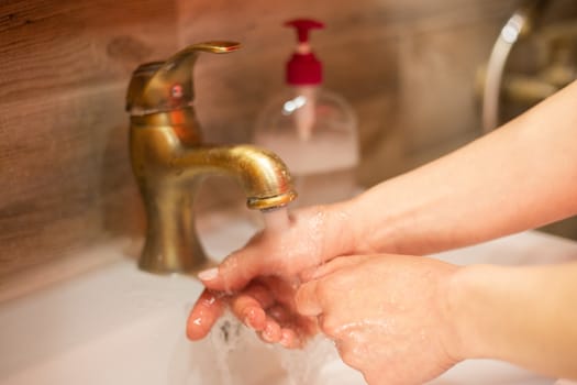 Hand wash with soap, cleanliness and hygiene