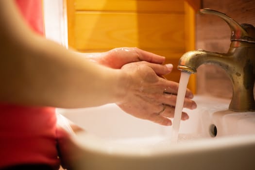 Hand wash with soap, cleanliness and hygiene