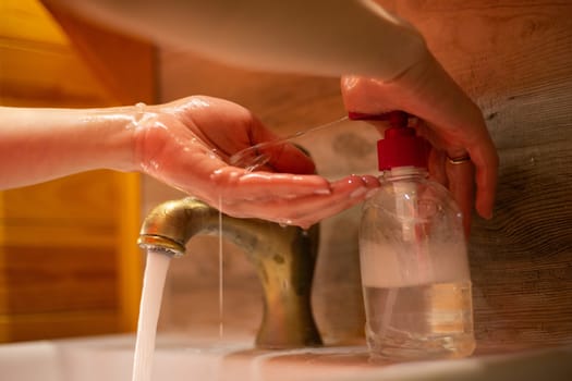 Hand wash with soap, cleanliness and hygiene