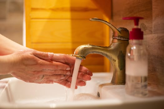 Hand wash with soap, cleanliness and hygiene