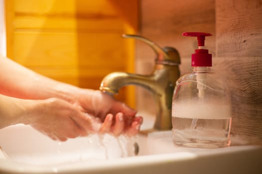 Hand wash with soap, cleanliness and hygiene