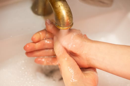 Hand wash with soap, cleanliness and hygiene