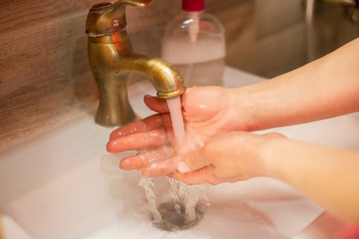 Hand wash with soap, cleanliness and hygiene