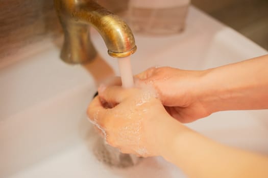 Hand wash with soap, cleanliness and hygiene