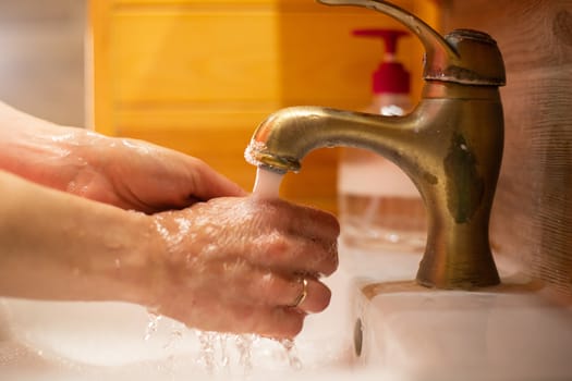 Hand wash with soap, cleanliness and hygiene