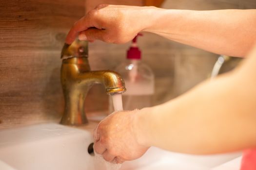 Hand wash with soap, cleanliness and hygiene