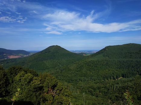 View over the hills of the Palatinate Forest to the Rhine Rift Valley