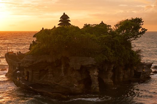 Sunset at Tanah Lot temple. Bali island, Indonesia.