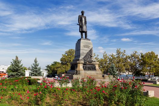 Monument to Admiral Nakhimov in the center of the Nakhimovskaya square in Sevastopol. Crimea, Russia.