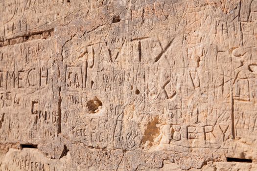 Ancient carved wall in Mdina. Malta.