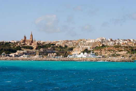 Statue near Ta' Pinu Church in village Gharb, Gozo island, Malta. The famous Madonna church is dedicated to the Blessed Virgin of Ta' Pinu.