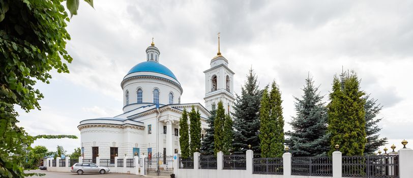 Panorama view of St.Nicholas the White Cathedral. Famous religious landmark in Serpukhov, Moscow region, Russia.