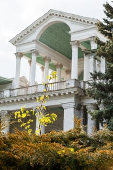 Old building on VDNH ("The Exhibition of achievements of national economy"). Giant park with pavillions in Moscow, Russia.