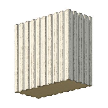 Vintage blank concrete block 3D render illustration isolated on white background