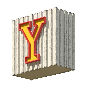 Vintage concrete red yellow font Letter Y 3D render illustration isolated on white background