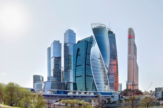 Moscow-city business center, Moscow, Russia. Big office complex near Moscow-river.